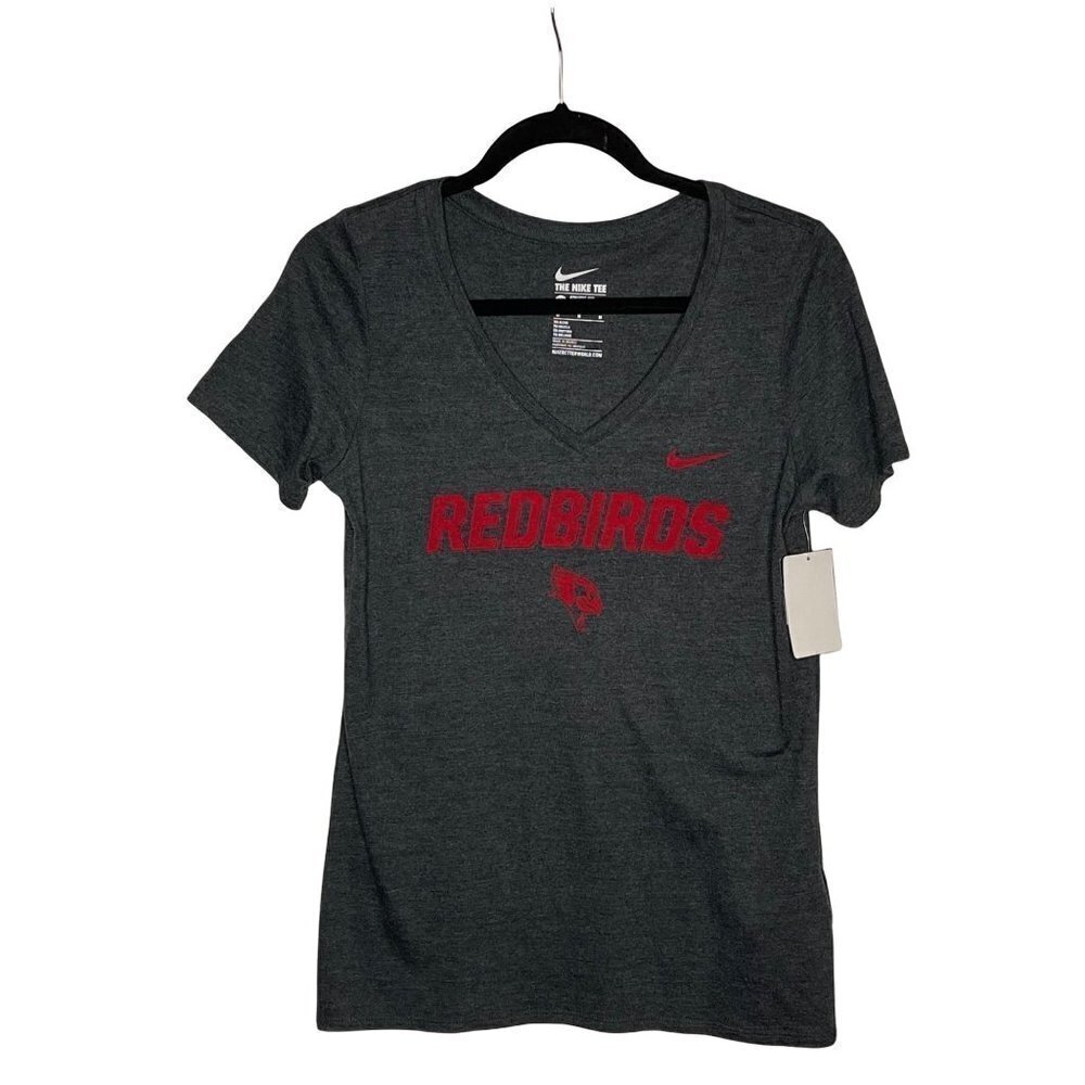NWT Nike Women's Illinois State Redbirds Short Sleeve V-neck Tee Black M Medium